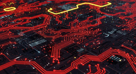 Circuit board background. Technology and science concept. 3D Renderingの素材