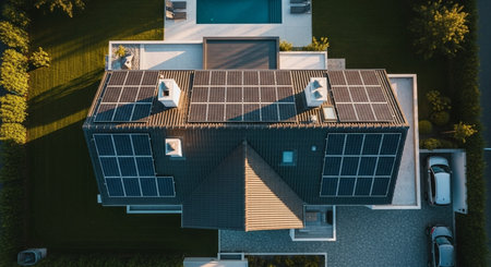 House with a roof from a bituminous tile. Bituminous tile for a roof. a roof from a bituminous tile.の素材