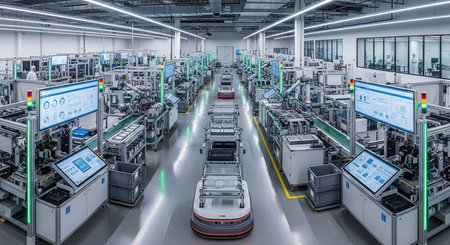 Modern automated production line in a factory. Factory for the production of household appliances.の素材