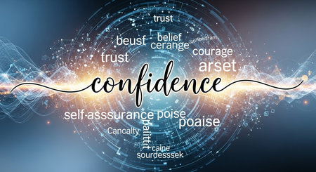 Digital composite of Connected text over blue background with technology interface.の素材