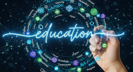 Automation Software Technology Internet and network concept. Businessman select on the virtual display: Automationの素材