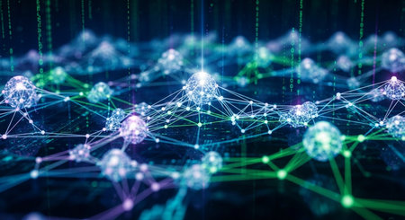 3D rendering of abstract digital background with connection lines and dots. Network conceptの素材