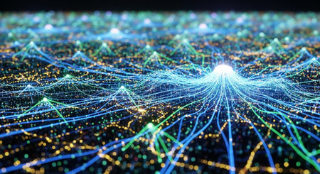 3d rendering of abstract technology background. Network connection structure. Big data visualization.の素材