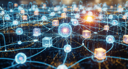 Global network connection and internet of things (IoT) concept. 3D renderingの素材