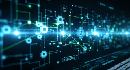 3D rendering of abstract technology background with circuit board. Technology conceptの素材