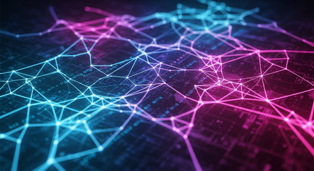 3D rendering of abstract technology digital background with connection lines and dotsの素材