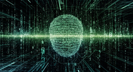 Futuristic digital world with binary code, cyberspace conceptの素材