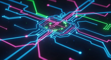 Futuristic sci-fi HUD interface. Interface with glowing neon lights. 3D renderingの素材
