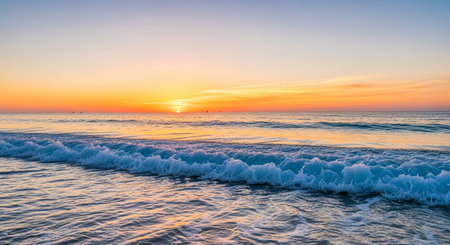 Beautiful sunset on the beach and sea - Vintage Filter and Boost up color Processingの素材