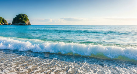 Beautiful seascape. Panorama of the sea and sandy beach.の素材