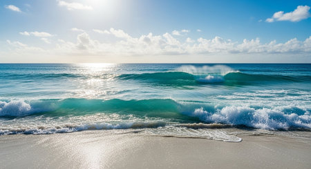 Beautiful seascape with turquoise water and blue skyの素材