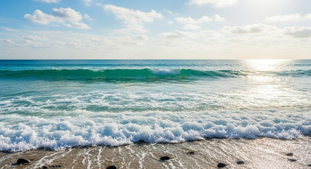 Beautiful seascape with waves on the beach. Nature composition.の素材