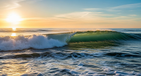 Surf wave at sunset, San Diego, California, USA.の素材