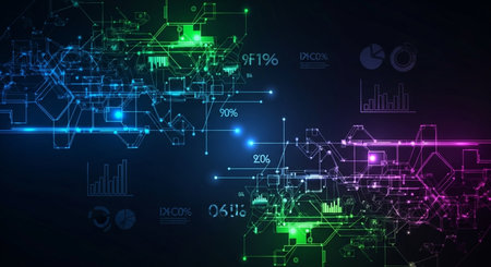 Abstract technology background. Circuit board, high computer color background. Vector illustrationの素材