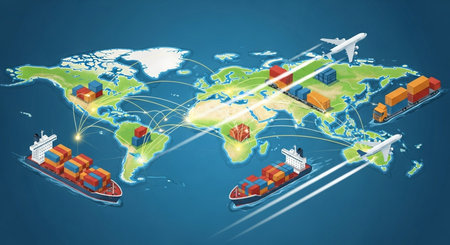 World logistics and transportation concept. Freight transportation and import-export commercial logistic.の素材