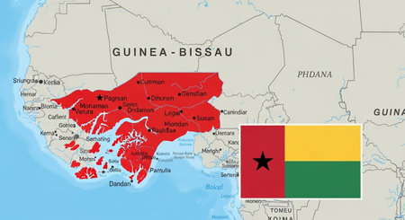 Guinea-Bissau map and flag - highly detailed vector illustrationの素材