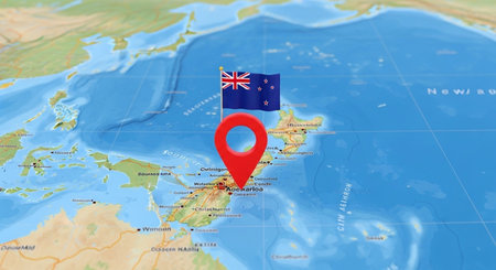 Australia pin on the map with focus on Australia. 3D renderingの素材
