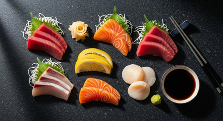Sushi Set - Different Types of Sashimi and Nigiri Sushiの素材