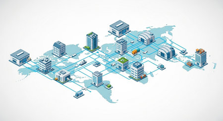 illustration of info graphic city concept in isometric 3d graphicの素材