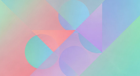 Abstract geometric background. Triangles and circles in pastel colors.の素材