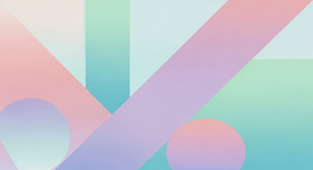 Abstract background with geometric shapes in pastel pink and blue colors.の素材