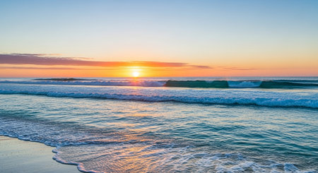 Sunset on the Atlantic Ocean in Laguna Beach, California.の素材
