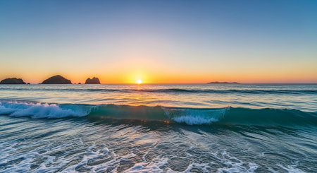 Beautiful sunrise over the sea in the morning. Krabi, Thailandの素材