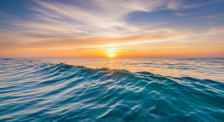 Sunset over the sea. Beautiful seascape. Nature composition.の素材