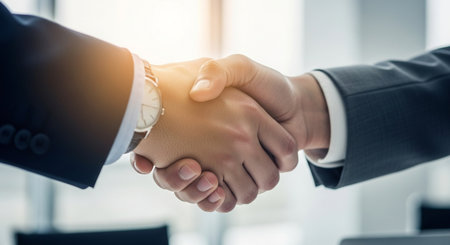 Business people shaking hands, finishing up a meeting. Handshake conceptの素材