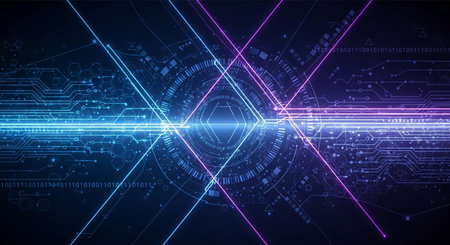 Abstract technology background. Futuristic interface with geometric shapes. Vector illustrationの素材