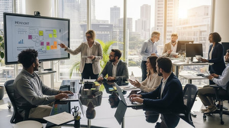 Group of diverse business people working together in the modern office. Corporate businessteam and manager concept.の素材