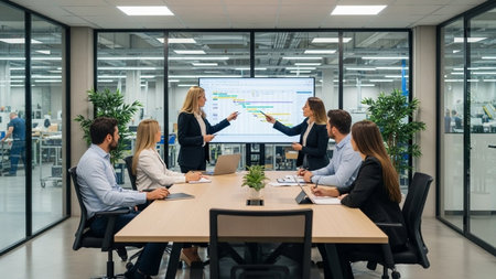 Group of business people in a meeting discussing business plan at the officeの素材