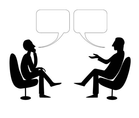 Two Men are talking with bubble. Vector drawing image.のイラスト素材