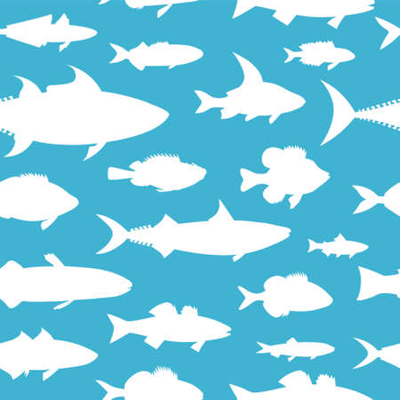 Fish seamless pattern. Vector color image background.のイラスト素材