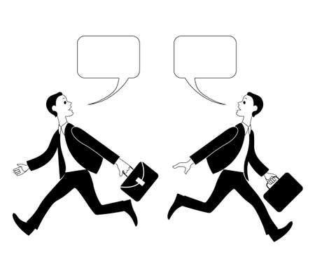Two people in suits dont have time to talk. Vector image.のイラスト素材