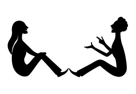 Girl and boy are talking. Vector drawing image silhouette .のイラスト素材