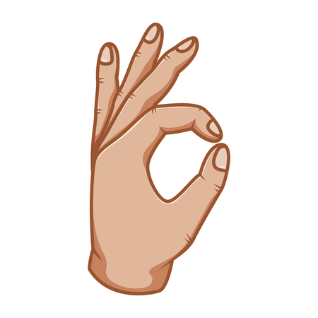 Hand gestures, great design for any purposes. Ok sign. Gesture line icon. Hand gestures illustration. Human vector gestures. White background.のイラスト素材