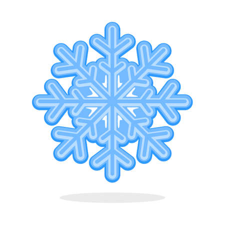 Light blue snowflake. Festive, holiday decoration for home, Christmas tree. Vector cartoon illustration isolated on white background. New year, xmas element design for seasonal sale banner, postcard.のイラスト素材