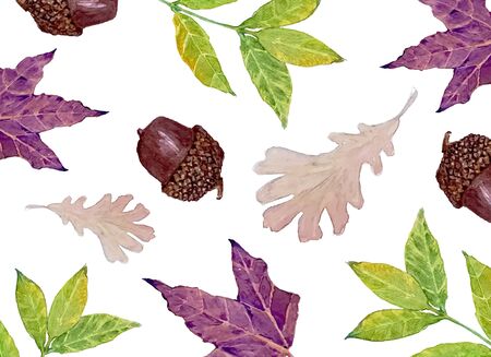 Watercolor autumn with leavesのイラスト素材