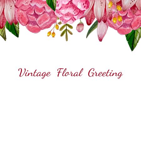 Hand painted watercolor  flower  background for beautiful design,invitation card,celebration ,greeting,natural vibrant frame.のイラスト素材