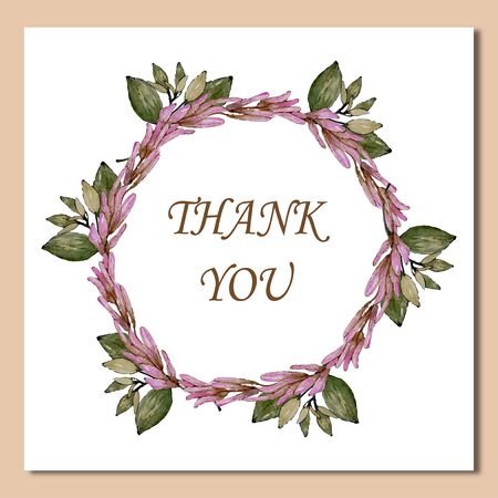 Hand painted watercolor  flower wreath background for beautiful design,invitation card,celebration ,greeting,natural vintage frame.のイラスト素材
