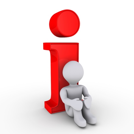 3d person is resting on red information symbolの写真素材