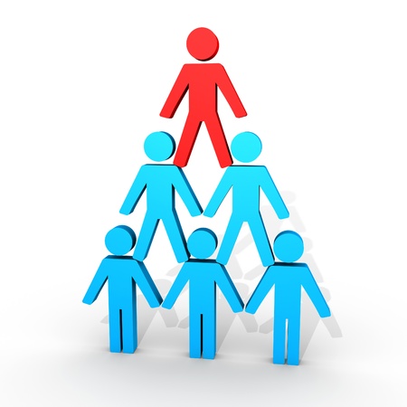 3d human figures form a human pyramidの写真素材