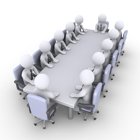 3d businessmen sitting across a table as in a meetingの写真素材