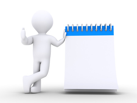 3d person is leaning against a notepadの写真素材