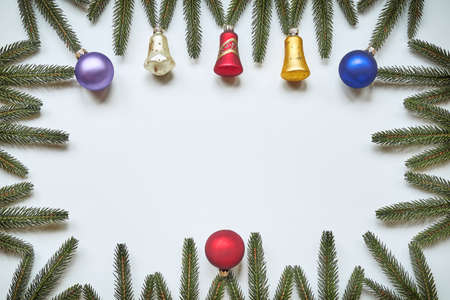 Christmas and New Year holiday top view border design banner background