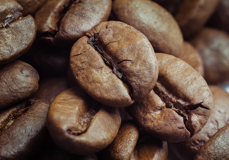 Coffee beans isolated on white backgroundの写真素材