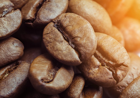 Coffee beans isolated on white backgroundの写真素材