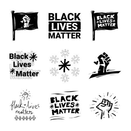 a black lives matter grunge doodle vector illustrationのイラスト素材