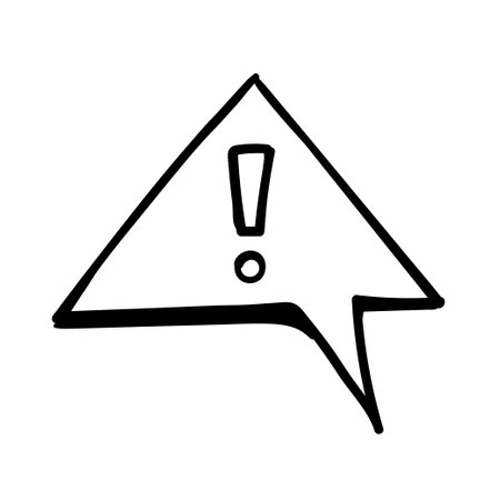 'Warning' Illustration of Talk Bubble Doodle for Graphic Elements, Poster, Logo, & Othersのイラスト素材
